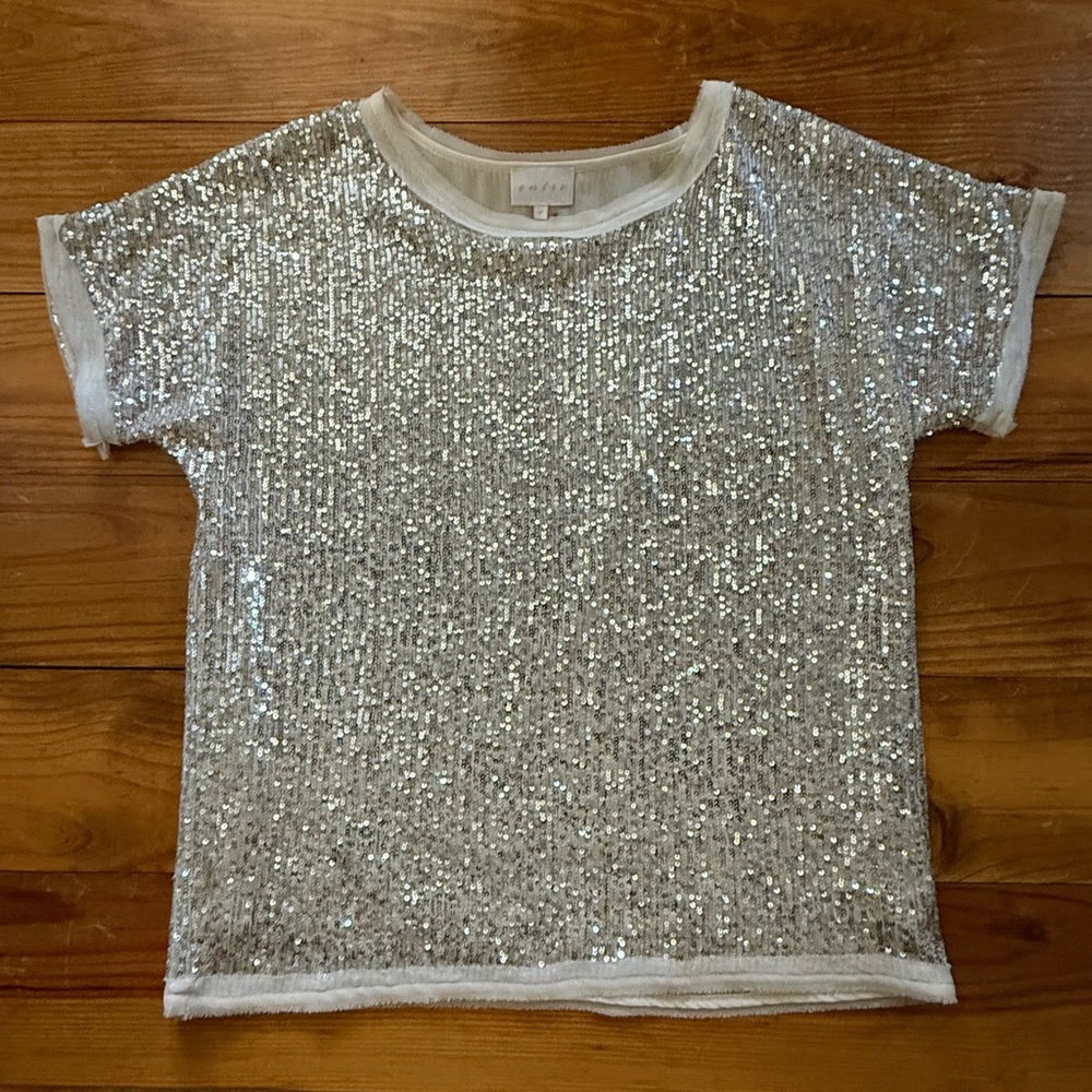 Sequin Short Sleeve Tee - Blush Gold